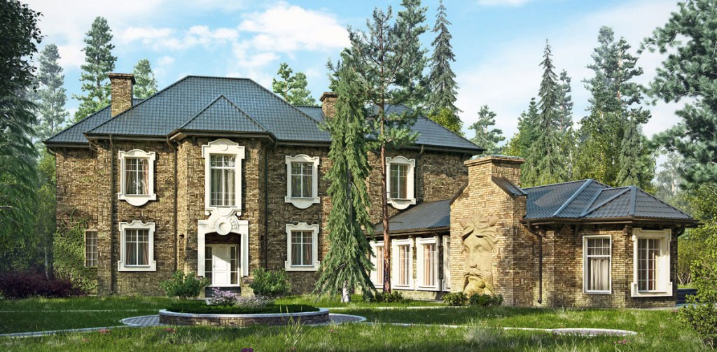 Дом в английском стиле. Вид на главный вход