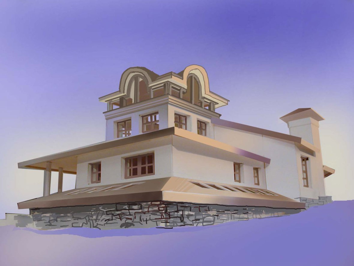 Дом на склоне. Эскиз