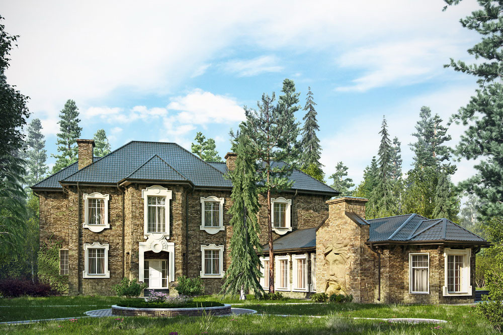 Дом в английском стиле. Вид на главный вход