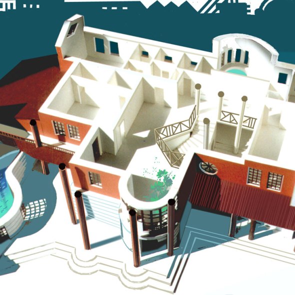 Макет коттеджа. Вид сверху