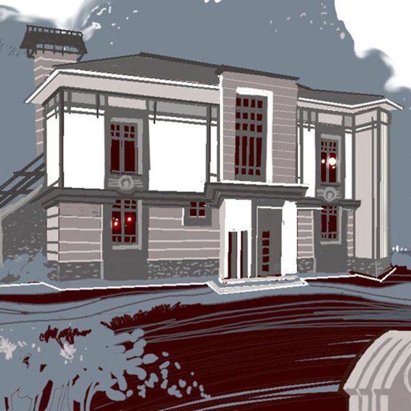 Вариант фасада особняка в стиле модерн. Эскиз