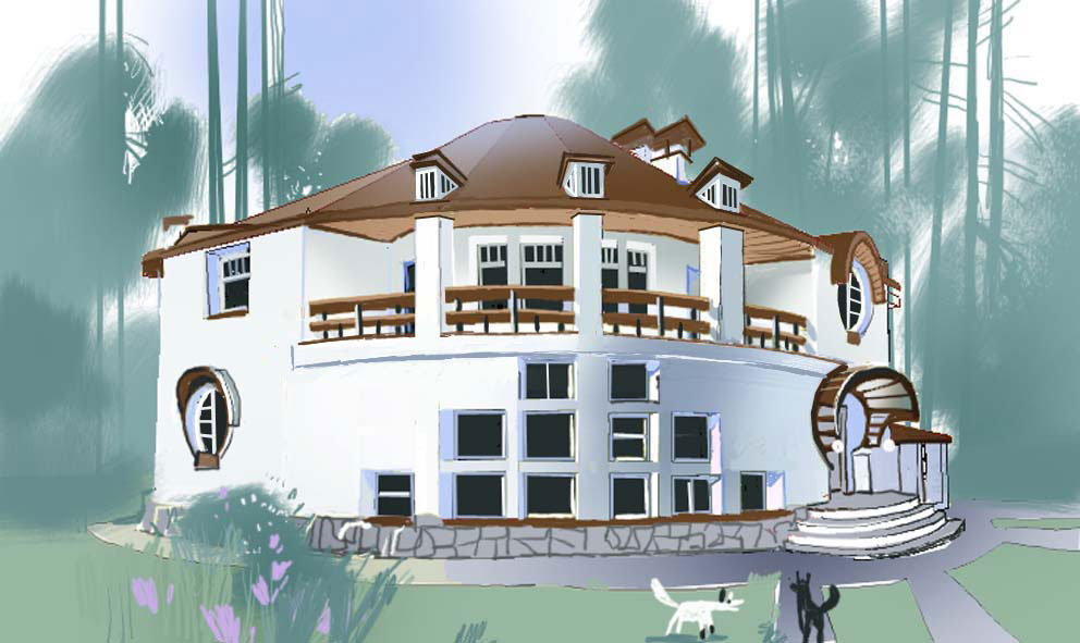 Проект дома "Круги". Эскиз фасада