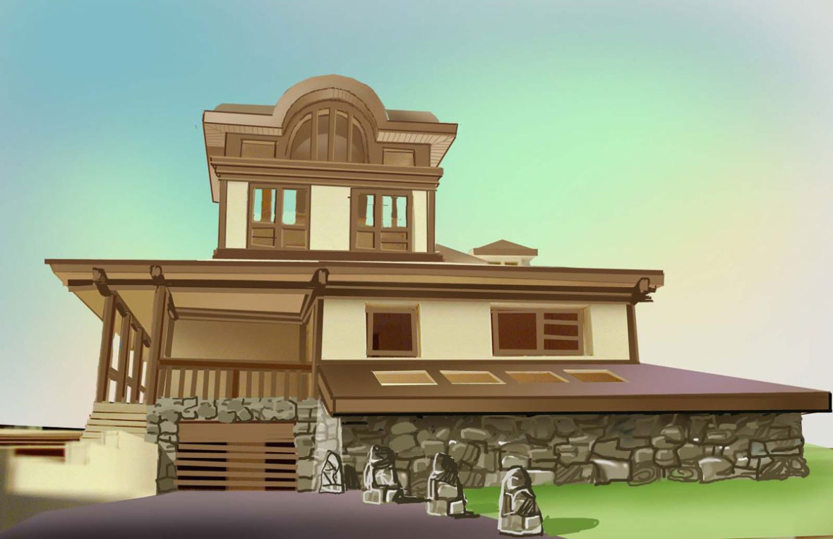 Дом на склоне. Главный фасад