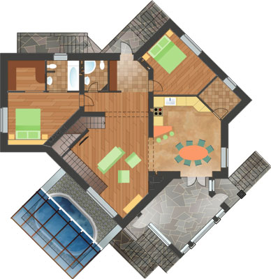 Проект загородного дома. План 1-го этажа