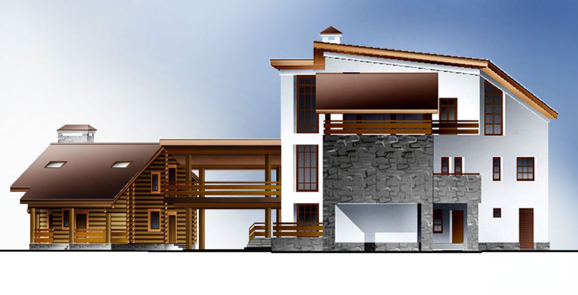 Дом с мостом. Боковой фасад