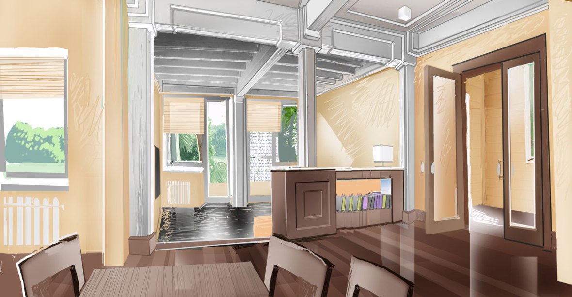 Деревянный дом. Эскиз столовой