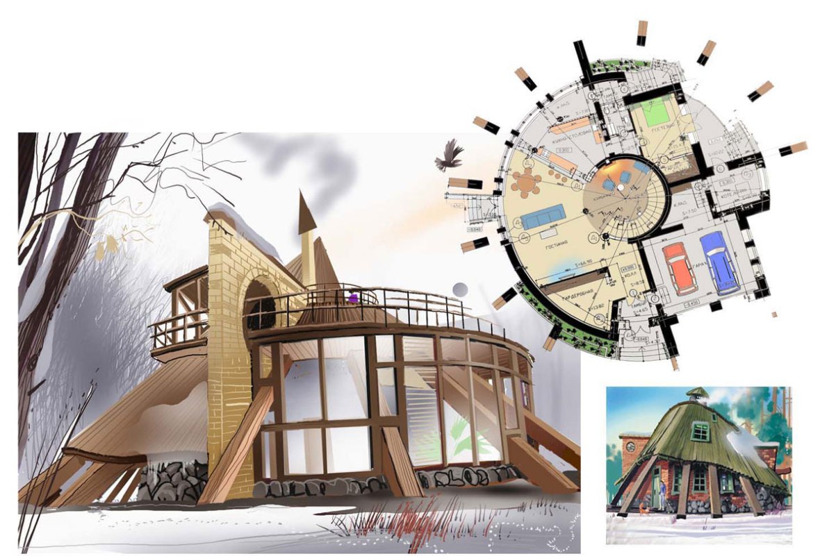 Необычный дом. Эскизы фасада