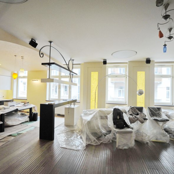 Дизайн интерьера квартиры. Гостиная, открытая кухня