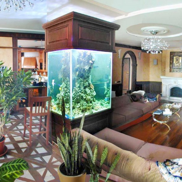 Дизайн интерьера квартиры в классическом стиле. Зимний сад в гостиной