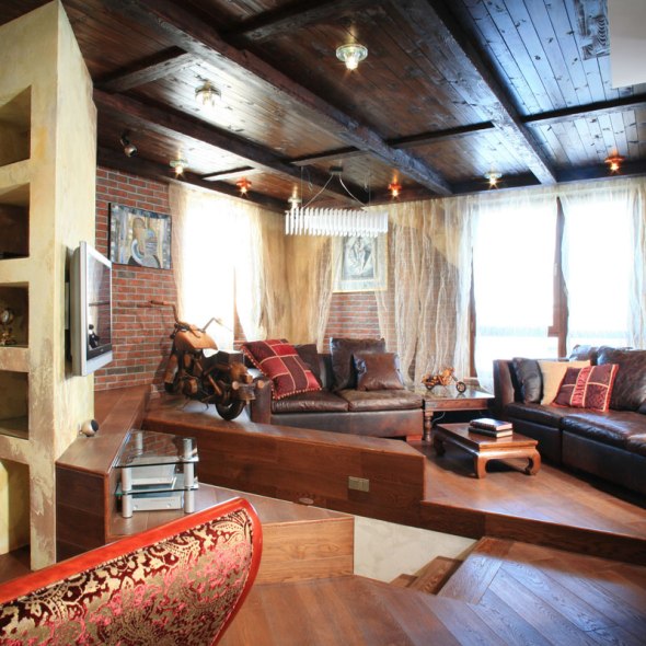 Дизайн интерьера пентхауса. Гостиная